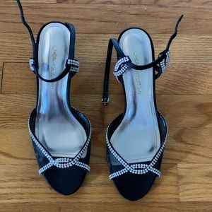 Black Heels with Rhinestone Accent